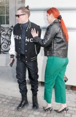 BELLA THORNE and Benjamin Mascolo Leaving Thier Hotel in Paris 02/14/2022