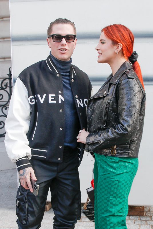 BELLA THORNE and Benjamin Mascolo Leaving Thier Hotel in Paris 02/14/2022