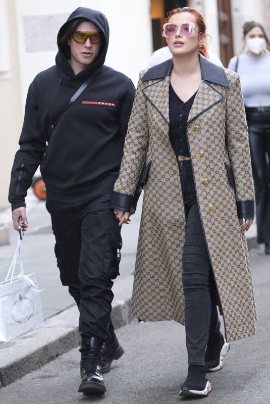 BELLA THORNE and Benjamin Mascolo Out Shopping in Rome 02/09/2022