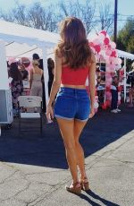 BLANCA BLANCO in Denim Shorts Shopping at Farmers Market in West Hollywood 02/13/2022