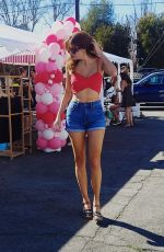BLANCA BLANCO in Denim Shorts Shopping at Farmers Market in West Hollywood 02/13/2022