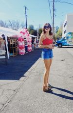 BLANCA BLANCO in Denim Shorts Shopping at Farmers Market in West Hollywood 02/13/2022
