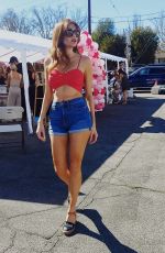 BLANCA BLANCO in Denim Shorts Shopping at Farmers Market in West Hollywood 02/13/2022