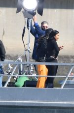 CARDI B on the Set of a Music Video on a Boat in Marina Del Rey 02/15/2022