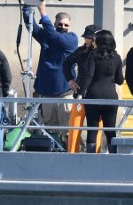 CARDI B on the Set of a Music Video on a Boat in Marina Del Rey 02/15/2022