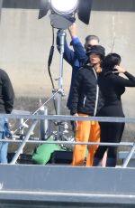 CARDI B on the Set of a Music Video on a Boat in Marina Del Rey 02/15/2022