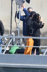 CARDI B on the Set of a Music Video on a Boat in Marina Del Rey 02/15/2022