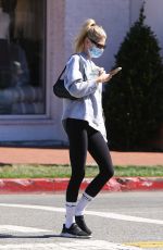 CHARLOTTE MCKINNEY Leaves a Gym in Brentwood 02/24/2022