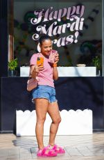 CHRISTINA MILIAN in Denim Shorts at Beignet Box in Los Angeles 02/14/2022