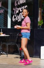 CHRISTINA MILIAN in Denim Shorts at Beignet Box in Los Angeles 02/14/2022