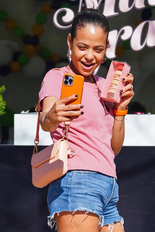 CHRISTINA MILIAN in Denim Shorts at Beignet Box in Los Angeles 02/14/2022