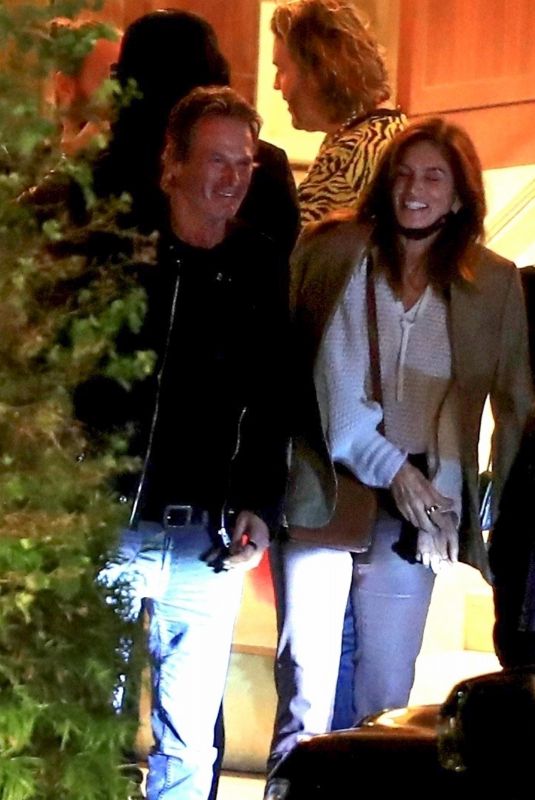 CINDY CRAWFORD and Rande Gerber at Sunset Tower Hotel in West Hollywood 01/30/2022