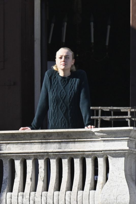 DAKOTA FANNING on the Set of Ripley in Venice 02/02/2022