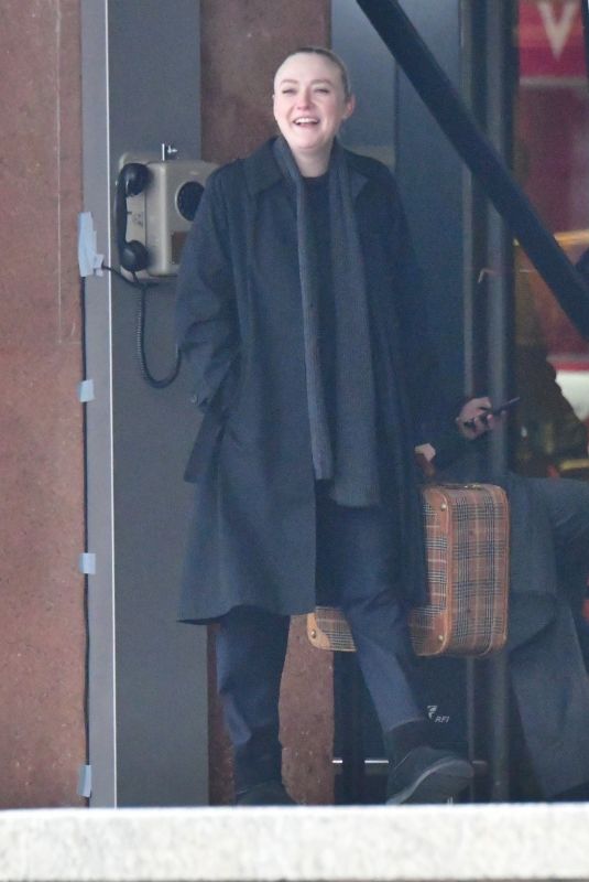 DAKOTA FANNING on the Set of Ripley in Venice 02/11/2022