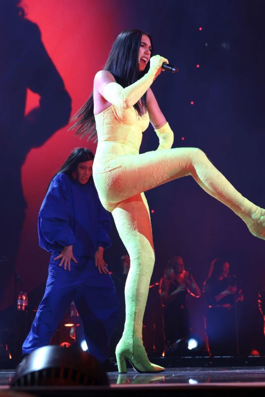 DUA LIPA Performs at Her Future Nostalgia Tour in Nashville 02/14/2022
