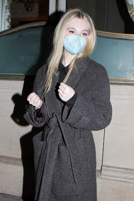 ELLE FANNING Leaves Her Hotel in Paris 01/28/2022