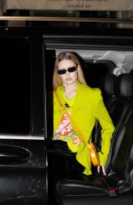 GIGI HADID Arrives at Her Hotel After Versace Show at Milan Fashion Week 02/25/2022