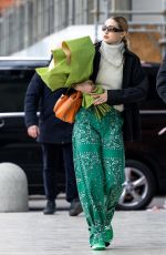GIGI HADID Arrives at Versace Headquarters in Milan 02/24/2022