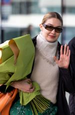GIGI HADID Arrives at Versace Headquarters in Milan 02/24/2022