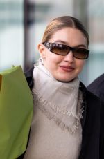 GIGI HADID Arrives at Versace Headquarters in Milan 02/24/2022