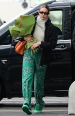 GIGI HADID Arrives at Versace Headquarters in Milan 02/24/2022