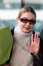 GIGI HADID Arrives at Versace Headquarters in Milan 02/24/2022