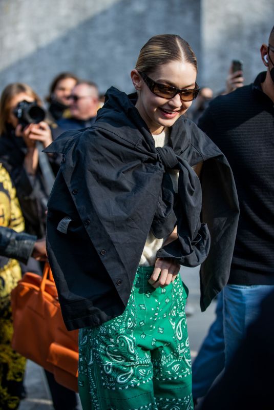 GIGI HADID Leaves Max Mara Show at Milan Fashion Week 02/24/2022