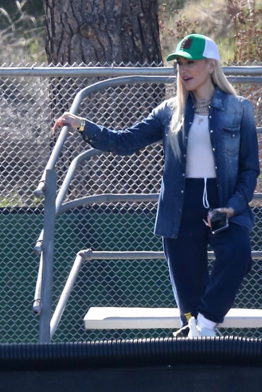 GWEN STEFANI Watch Her Son Plays Football in Los Angeles 02/20/2022