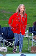 HELEN HUNT on the Set of Blindspotting at a Park in Los Angeles 02/15/2022
