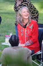 HELEN HUNT on the Set of Blindspotting at a Park in Los Angeles 02/15/2022