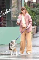 HELENA CHRISTENSEN Out with Her Dog in New York 02/06/2022