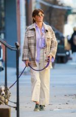 HELENA CHRISTENSEN Out with Her Dog in New York 02/11/2022