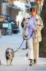 HELENA CHRISTENSEN Out with Her Dog in New York 02/11/2022