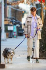 HELENA CHRISTENSEN Out with Her Dog in New York 02/11/2022