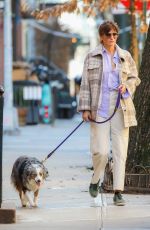 HELENA CHRISTENSEN Out with Her Dog in New York 02/11/2022