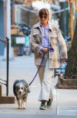 HELENA CHRISTENSEN Out with Her Dog in New York 02/11/2022
