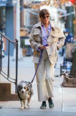 HELENA CHRISTENSEN Out with Her Dog in New York 02/11/2022
