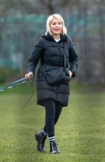 HOLY WILLOUGHBY Out with Her Golden Retriever in London 02/09/2022