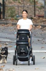 JAMIE CHUNG with Her Babies at Griffith Park in Los Angeles 02/23/2022
