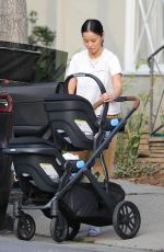 JAMIE CHUNG with Her Babies at Griffith Park in Los Angeles 02/23/2022