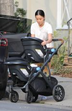 JAMIE CHUNG with Her Babies at Griffith Park in Los Angeles 02/23/2022
