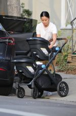 JAMIE CHUNG with Her Babies at Griffith Park in Los Angeles 02/23/2022