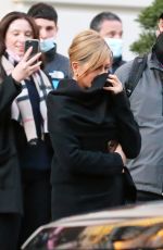 JENNIFER ANISTON on the Set of Murder Mystery 2 in Paris 02/25/2022