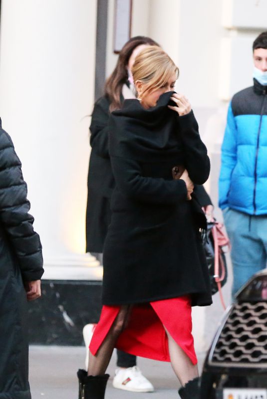 JENNIFER ANISTON on the Set of Murder Mystery 2 in Paris 02/25/2022