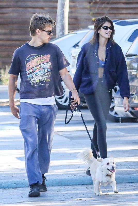 KAIA GERBER and Austin Butler Out with Their Dog in Los Angeles 02/06/2022