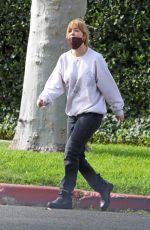 KALEY CUOCO Heading to the Set of The Flight Attendant in Los Angeles 02/15/2022