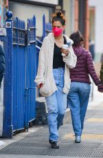 KATIE HOLMES Out in New York 02/09/2022
