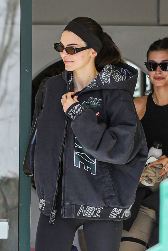 KENDALL JENNER and HAILEY BIEBER at a Pilates Studio in West Hollywood 02/03/2022