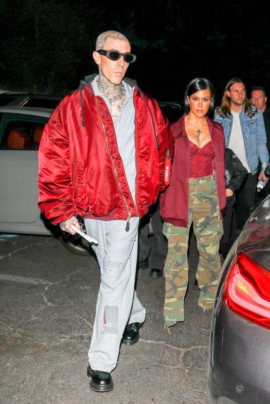 KOURTNEY KARDASHIAN and Travis Barker Arrives at Landon Barker