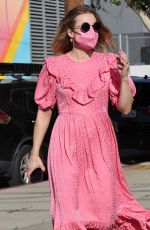 KRISTEN BELL in a Pink Dress Out in Los Angeles 02/14/2022